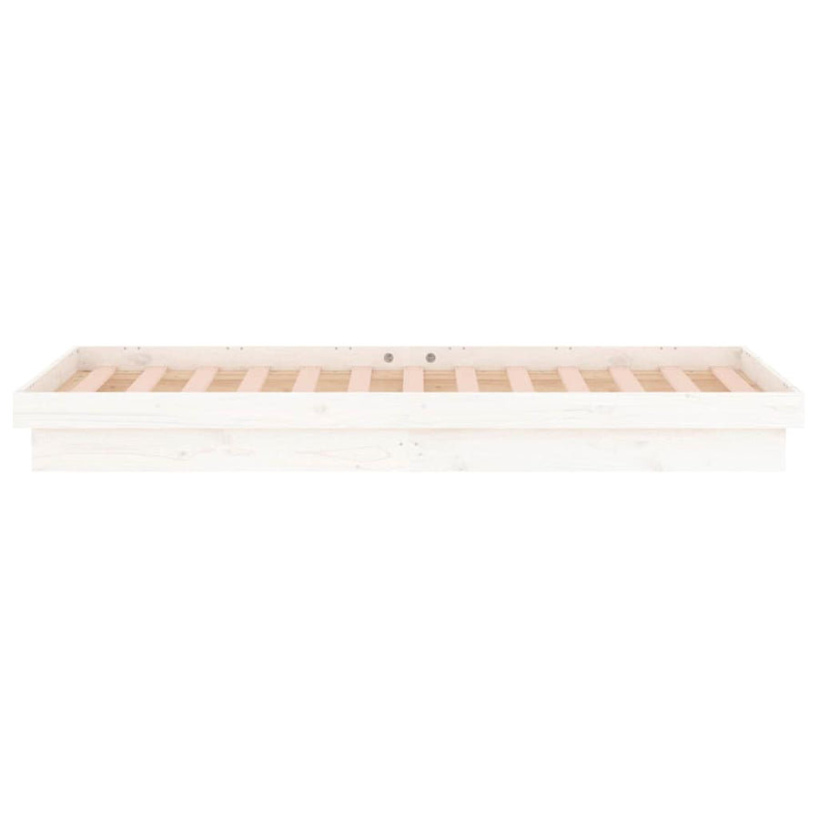 LED Bed Frame without Mattress White 90x190 cm Solid Wood