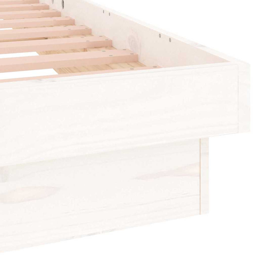 LED Bed Frame without Mattress White 90x190 cm Solid Wood