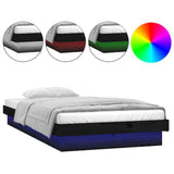 LED Bed Frame without Mattress Black 90x190 cm Solid Wood - Front View