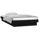 LED Bed Frame without Mattress Black 90x190 cm Solid Wood - Side View