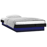 LED Bed Frame without Mattress Black 90x190 cm Solid Wood