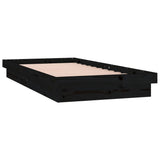 LED Bed Frame without Mattress Black 90x190 cm Solid Wood - Rear View