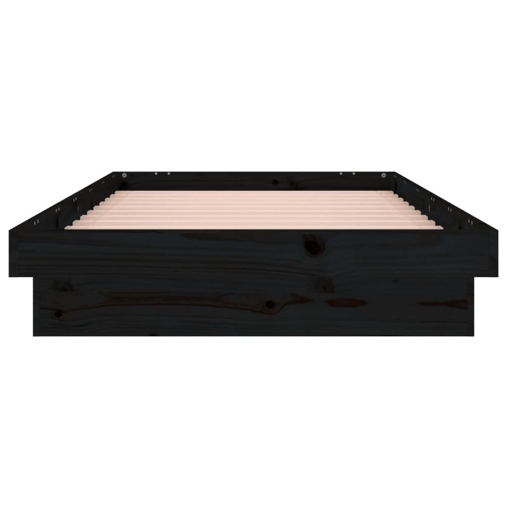 LED Bed Frame without Mattress Black 90x190 cm Solid Wood
