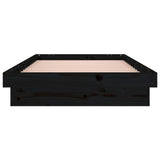 LED Bed Frame without Mattress Black 90x190 cm Solid Wood - Close-Up Angle