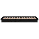 LED Bed Frame without Mattress Black 90x190 cm Solid Wood - Low Angle