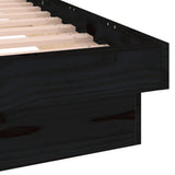 LED Bed Frame without Mattress Black 90x190 cm Solid Wood
