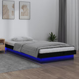 LED Bed Frame without Mattress Black 90x190 cm Solid Wood