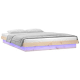 LED Bed Frame without Mattress 135x190 cm Solid Wood - Top-Down View