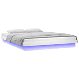 LED Bed Frame without Mattress White 135x190 cm Solid Wood - Top-Down View