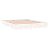 LED Bed Frame without Mattress White 135x190 cm Solid Wood - Rear View