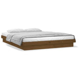 LED Bed Frame without Mattress Honey Brown 135x190 cm Solid Wood