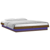 LED Bed Frame without Mattress Honey Brown 135x190 cm Solid Wood - 45-Degree Angle