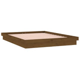 LED Bed Frame without Mattress Honey Brown 135x190 cm Solid Wood - Rear View