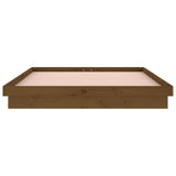 LED Bed Frame without Mattress Honey Brown 135x190 cm Solid Wood - Close-Up Angle
