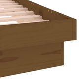 LED Bed Frame without Mattress Honey Brown 135x190 cm Solid Wood