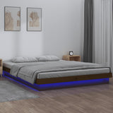 LED Bed Frame without Mattress Honey Brown 135x190 cm Solid Wood