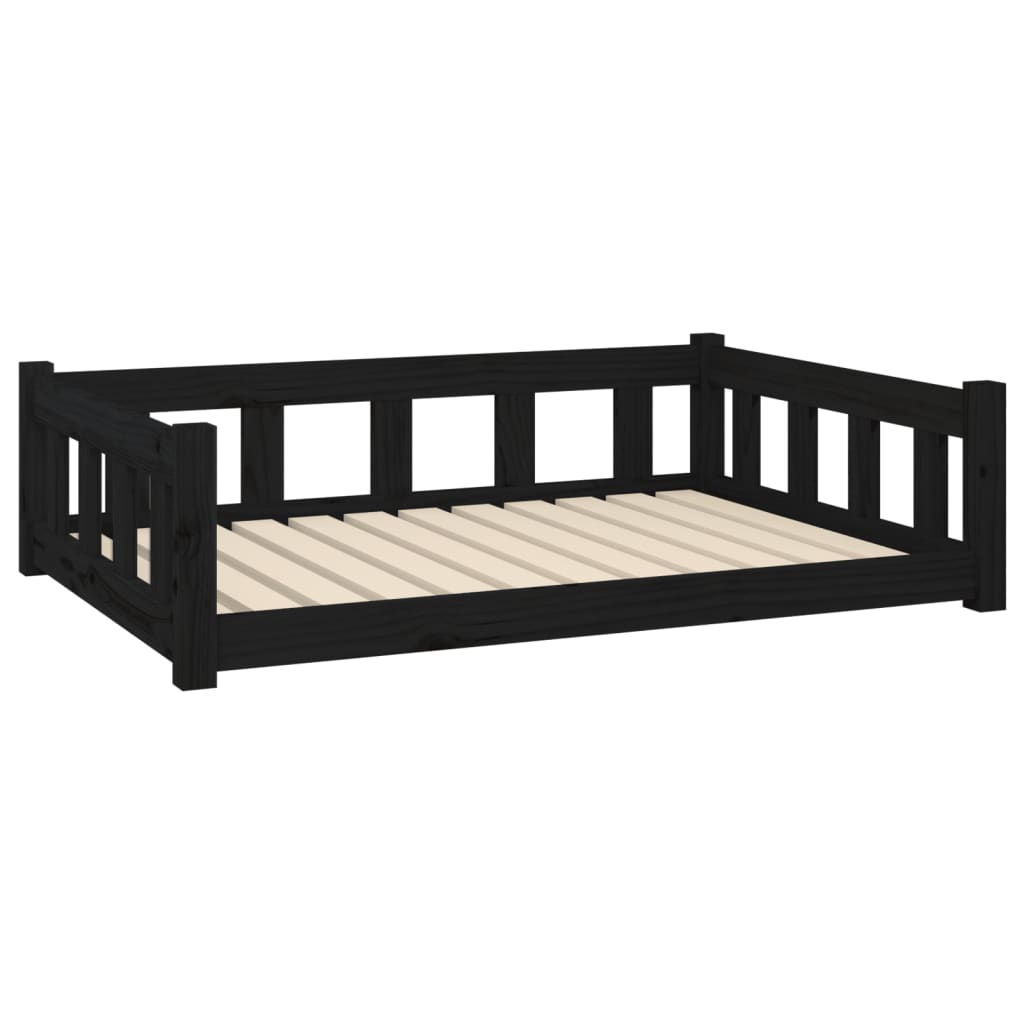 Dog Bed Black 105.5x75.5x28 cm Solid Wood Pine