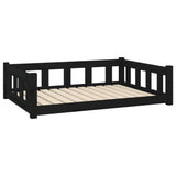 Dog Bed Black 105.5x75.5x28 cm Solid Wood Pine