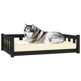 Dog Bed Black 105.5x75.5x28 cm Solid Wood Pine