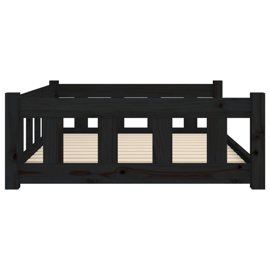 Dog Bed Black 105.5x75.5x28 cm Solid Wood Pine