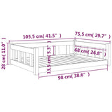 Dog Bed Black 105.5x75.5x28 cm Solid Wood Pine - Close-Up Angle