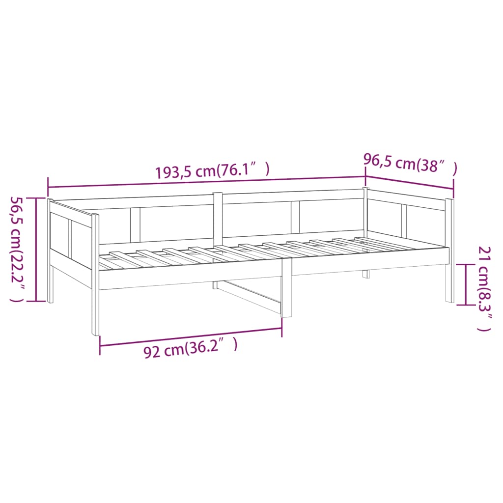 Day Bed without Mattress Honey Brown Solid Wood Pine 90x190 cm