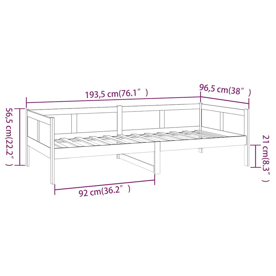 Day Bed without Mattress Honey Brown Solid Wood Pine 90x190 cm