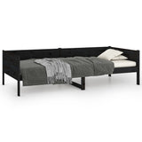 Day Bed without Mattress Black Solid Wood Pine 90x190 cm - Front View