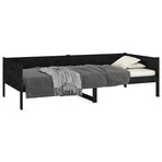 Day Bed without Mattress Black Solid Wood Pine 90x190 cm