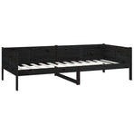 Day Bed without Mattress Black Solid Wood Pine 90x190 cm