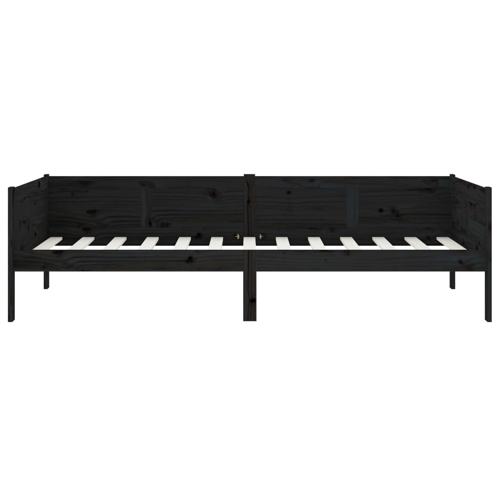 Day Bed without Mattress Black Solid Wood Pine 90x190 cm