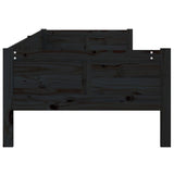 Day Bed without Mattress Black Solid Wood Pine 90x190 cm - Rear View