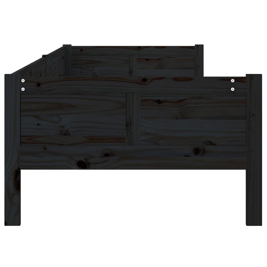 Day Bed without Mattress Black Solid Wood Pine 90x190 cm