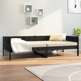 Day Bed without Mattress Black Solid Wood Pine 90x190 cm - Close-Up Angle