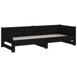 Pull-out Day Bed without Mattress Black 2x(90x190) cm - Rear View