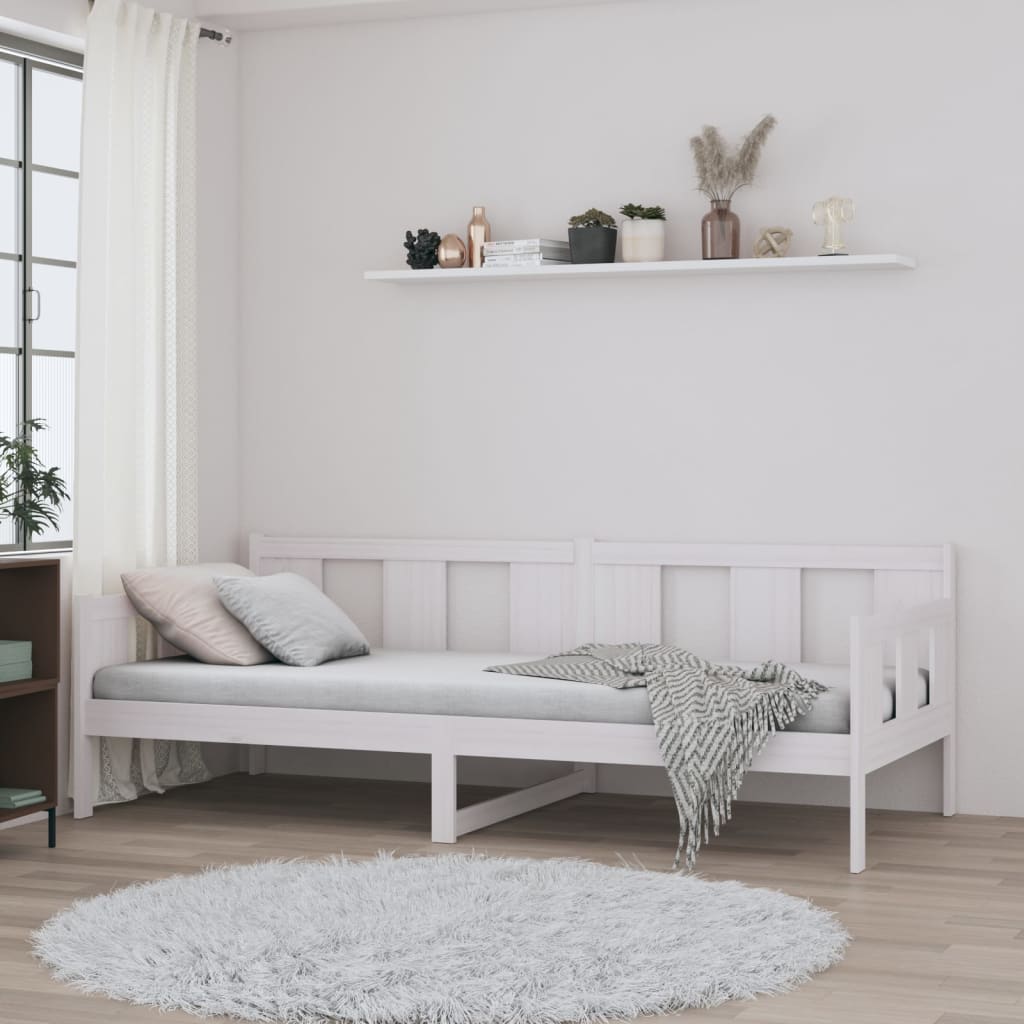 Day Bed without Mattress White Solid Wood Pine 90x190 cm