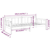 Day Bed without Mattress White Solid Wood Pine 90x190 cm