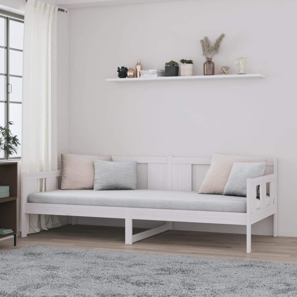 Day Bed without Mattress White Solid Wood Pine 90x190 cm