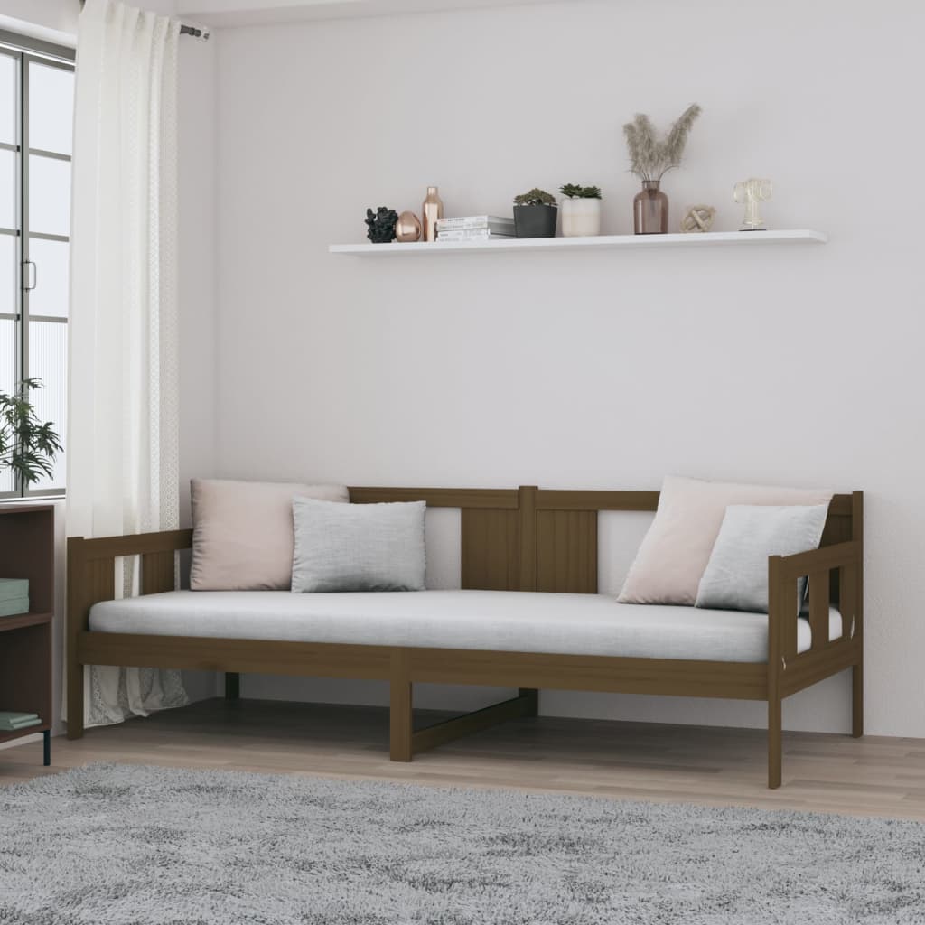 Day Bed without Mattress Honey Brown Solid Wood Pine 90x190 cm