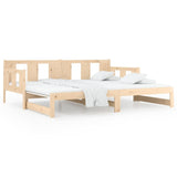 Pull-out Day Bed without Mattress Solid Wood Pine 2x(90x190) cm - Rear View