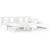 Pull-out Day Bed without Mattress White 2x(90x190) cm - Rear View
