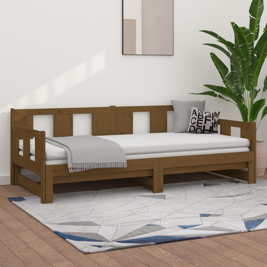 Pull-out Day Bed without Mattress Honey Brown 2x(90x190) cm