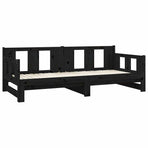 Pull-out Day Bed without Mattress Black Solid Wood Pine 90x190 cm