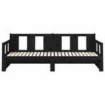 Pull-out Day Bed without Mattress Black Solid Wood Pine 90x190 cm