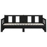 Pull-out Day Bed without Mattress Black Solid Wood Pine 2x(90x190) cm - Low Angle
