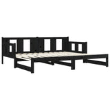 Pull-out Day Bed without Mattress Black Solid Wood Pine 2x(90x190) cm - Extra Image