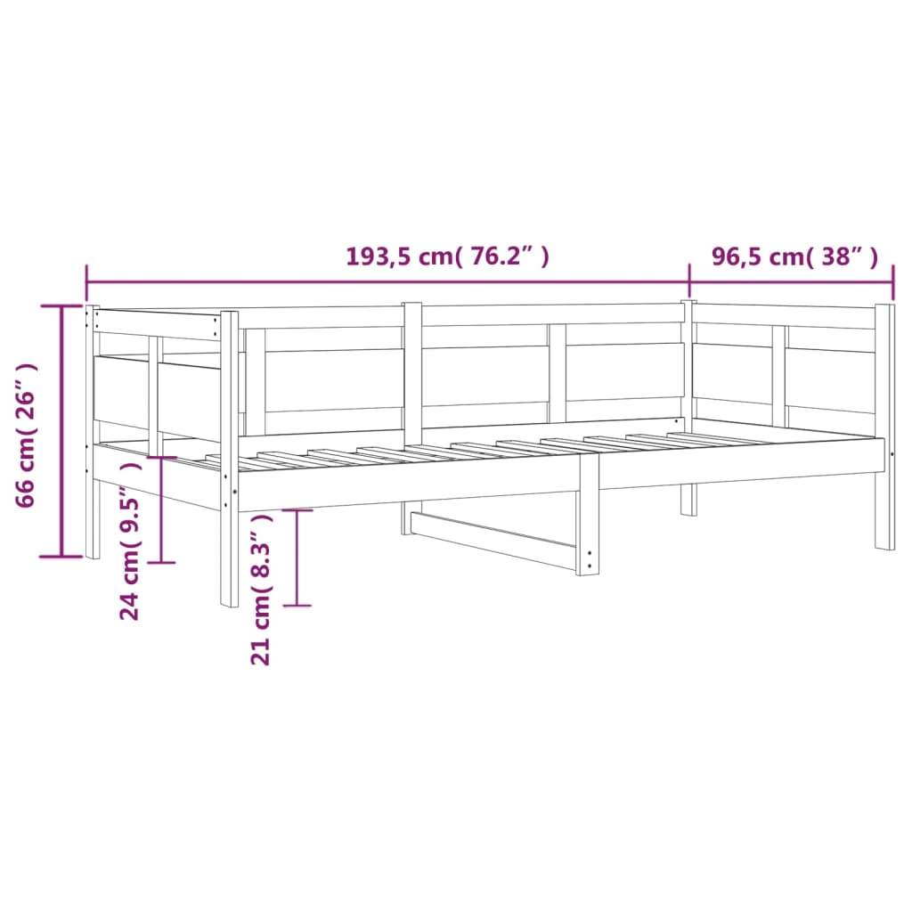 Day Bed without Mattress Honey Brown Solid Wood Pine 90x190 cm