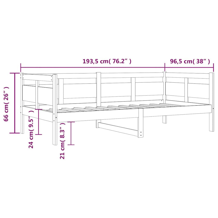 Day Bed without Mattress Honey Brown Solid Wood Pine 90x190 cm