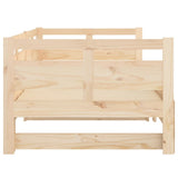 Pull-out Day Bed without Mattress Solid Wood Pine 2x(90x190) cm - Low Angle