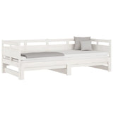 Pull-out Day Bed without Mattress White 2x(90x190) cm - Side View